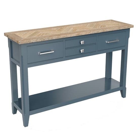 Sanford Wooden Console Table With 4 Drawers In Blue_3
