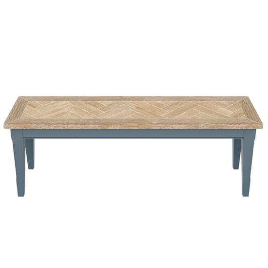 Sanford Wooden Dining Bench Small In Blue And Oak_2