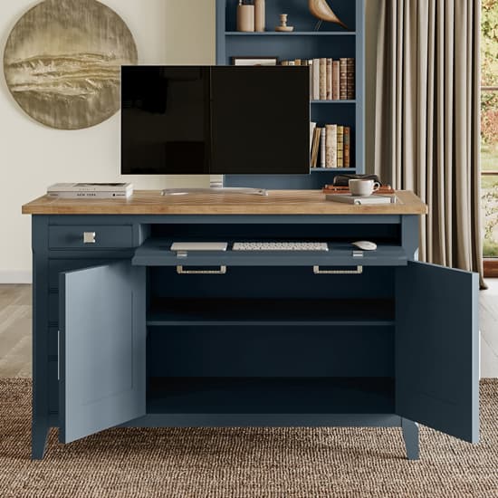 Sanford Wooden Hidden Home Office Computer Desk In Blue_2