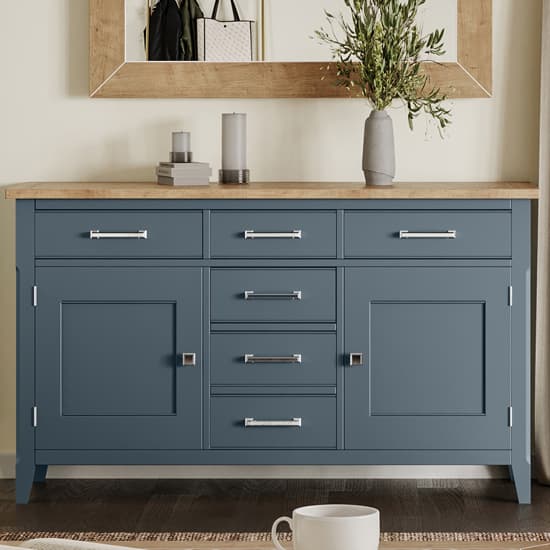 Sanford Wooden Sideboard With 2 Doors 6 Drawers In Blue_1