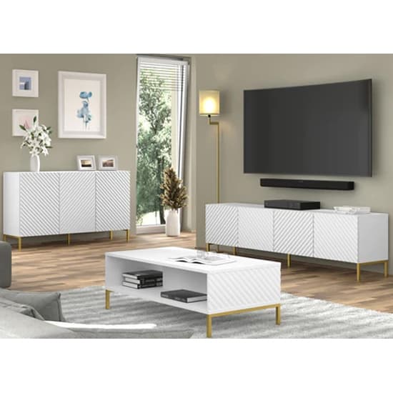 Sanford Wooden TV Stand With 4 Doors In White_4