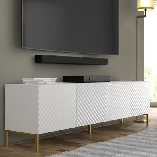 Sanford Wooden TV Stand With 4 Doors In White_1