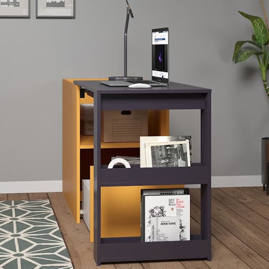 Sanna Wooden Desk Container In Yellow And Navy Blue Furniture in Fashion