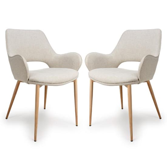 Sanremo Natural Fabric Dining Chairs In Pair_1