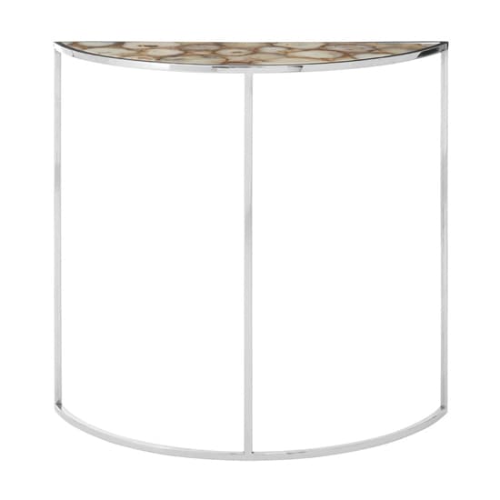 Sauna Half Moon White Agate Console Table With Silver Frame_3