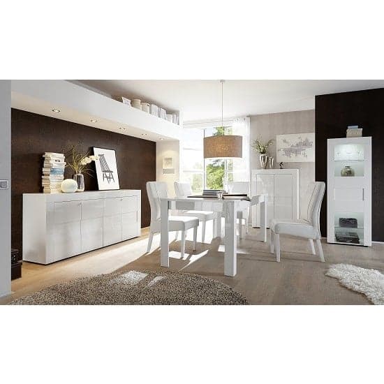 Santino Modern Highboard In White High Gloss With 2 Doors_4