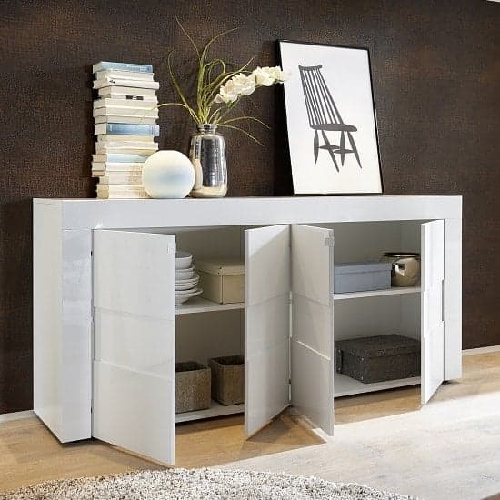 Santino Sideboard In White High Gloss With 4 Doors_2