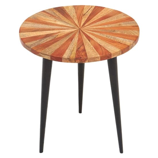 Santorini Small Round Wooden Side Table In Natural_2