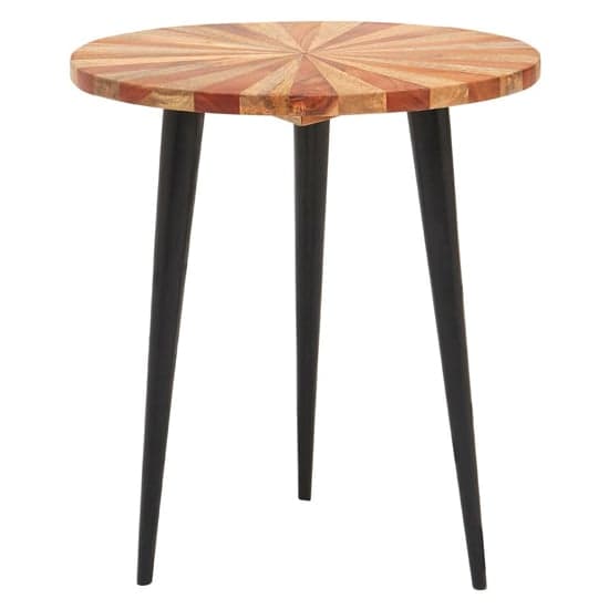 Santorini Small Round Wooden Side Table In Natural_1
