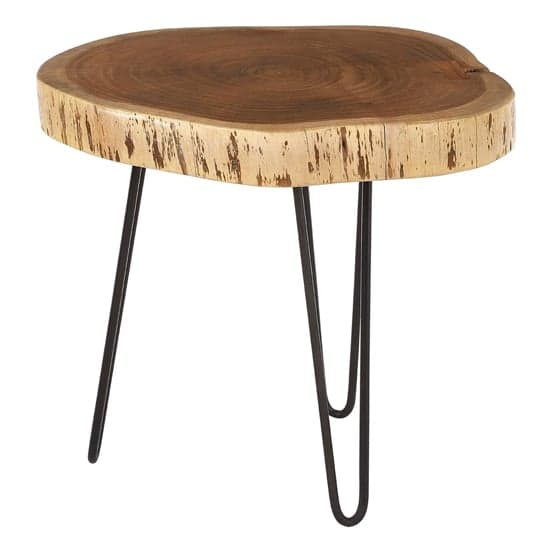 Santorini Wooden Side Table With Black Tripod Base In Brown_2