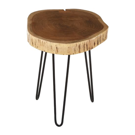 Santorini Wooden Side Table With Black Tripod Base In Brown_3