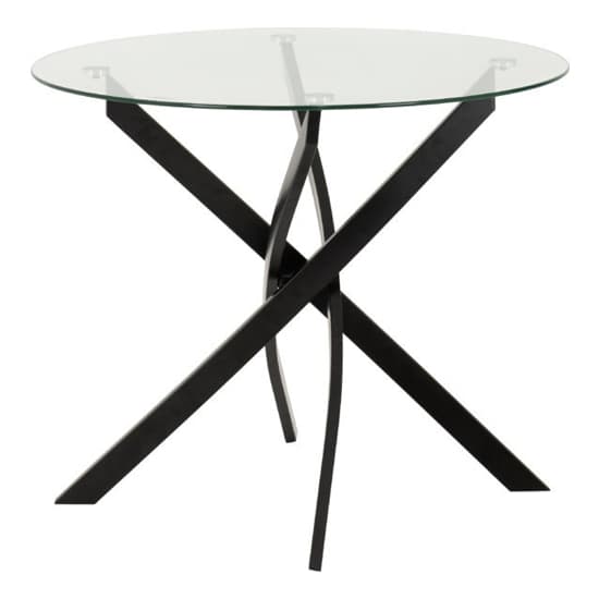 Sanur Clear Glass Dining Table Round With 4 Grey Velvet Chairs_4
