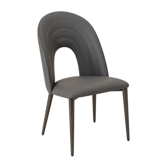 Sanur Dark Grey Faux Leather Dining Chairs In Pair_2