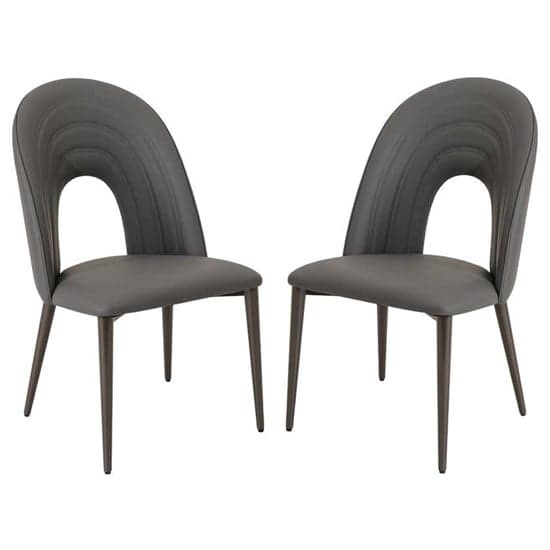 Sanur Dark Grey Faux Leather Dining Chairs In Pair_1
