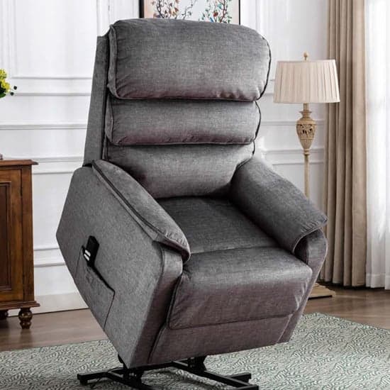 Sanur Electric Fabric Lift And Tilt Recliner Armchair In Grey_2