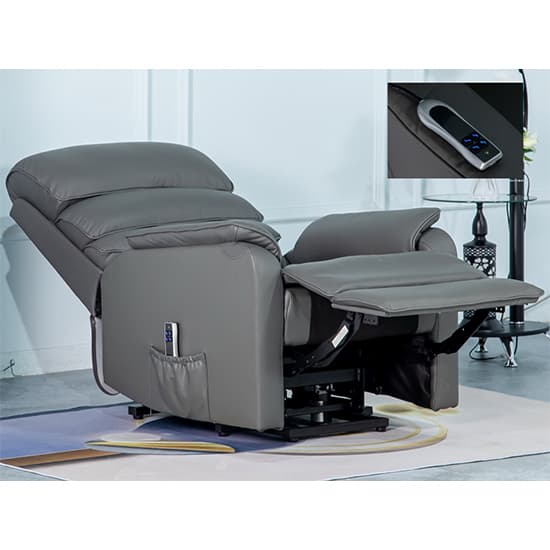 Sanur Electric Leather Lift And Tilt Recliner Armchair In Grey_3