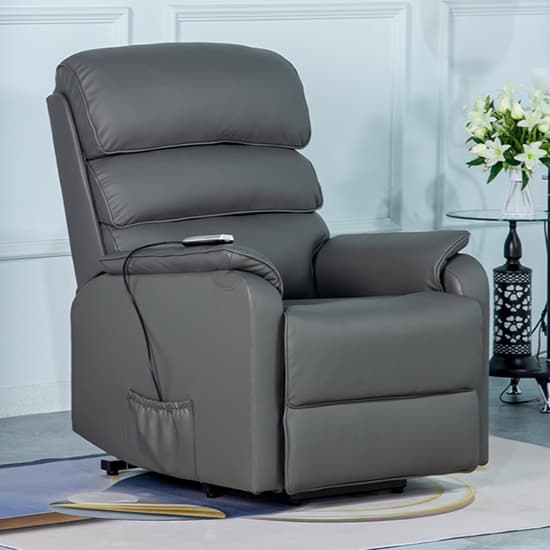 Sanur Electric Leather Lift And Tilt Recliner Armchair In Grey_1