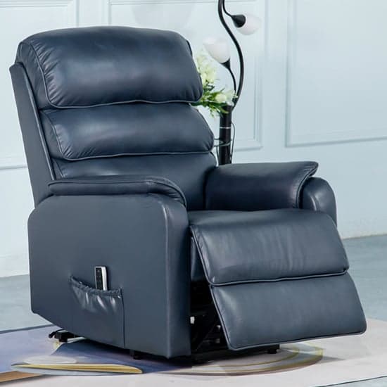 Sanur Electric Leather Lift And Tilt Recliner Armchair In Navy_2