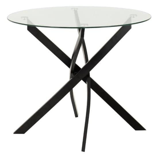 Sanur Glass Dining Table Round In Clear With Black Metal Legs_2