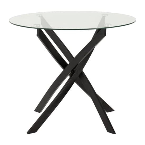 Sanur Glass Dining Table Round In Clear With Black Metal Legs_1