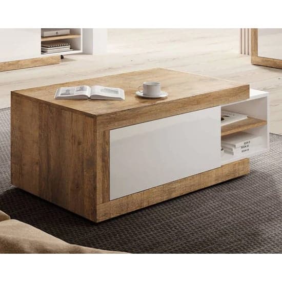 Sanur High Gloss Coffee Table In White And Sandal Oak_1