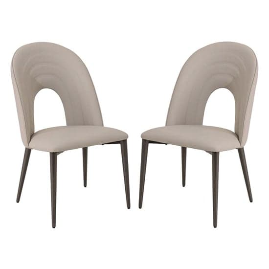 Sanur Light Grey Faux Leather Dining Chairs In Pair_1