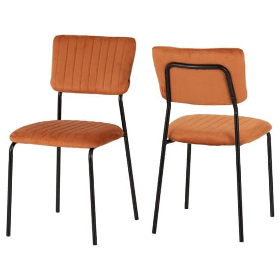 Sanur Set Of 4 Velvet Fabric Dining Chairs In Burnt Orange_1