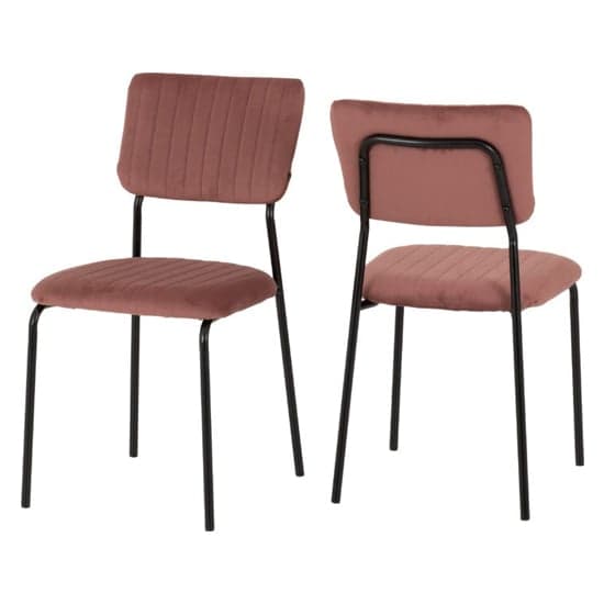 Sanur Set Of 4 Velvet Fabric Dining Chairs In Pink_1