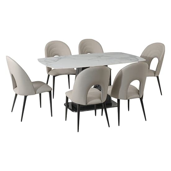 Sanur Sintered Stone Dining Table With 6 Light Grey Chairs_2
