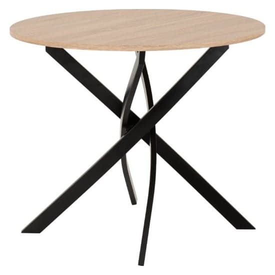 Sanur Sonoma Oak Dining Table Round With 4 Grey Velvet Chairs_4
