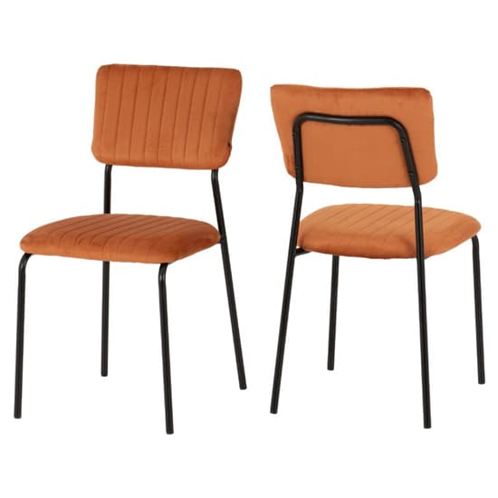 Sanur Sonoma Oak Dining Table Round With 4 Orange Velvet Chairs_5