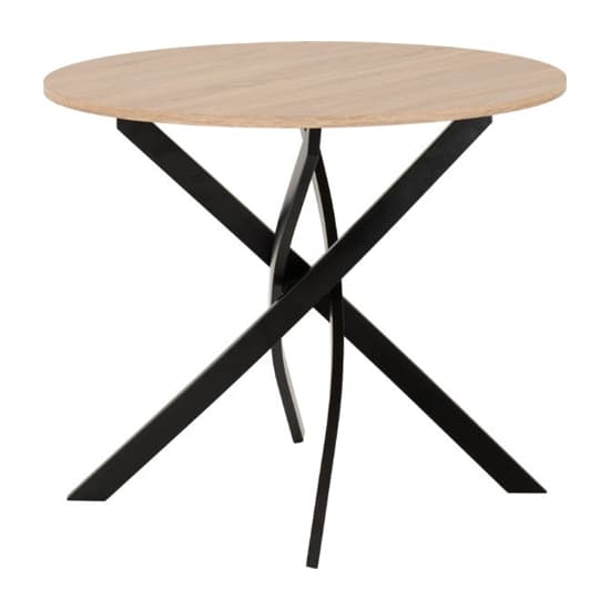 Sanur Wooden Dining Table Round In Sonoma Oak With Black Legs_2