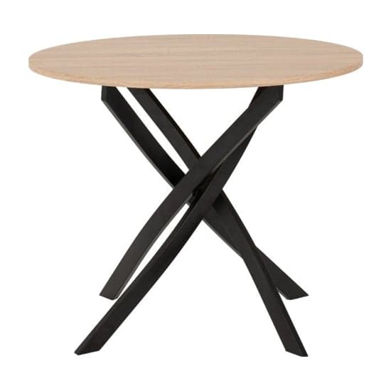 Sanur Wooden Dining Table Round In Sonoma Oak With Black Legs_1
