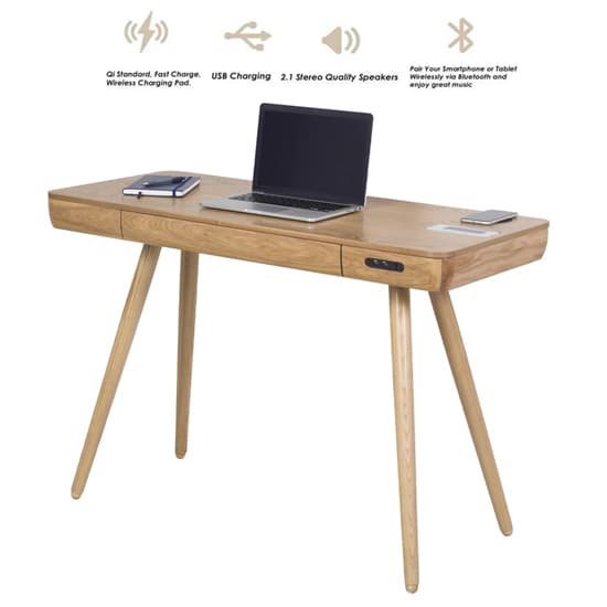 Sapporo Smart Wooden Laptop Desk In Oak With 1 Drawer_2