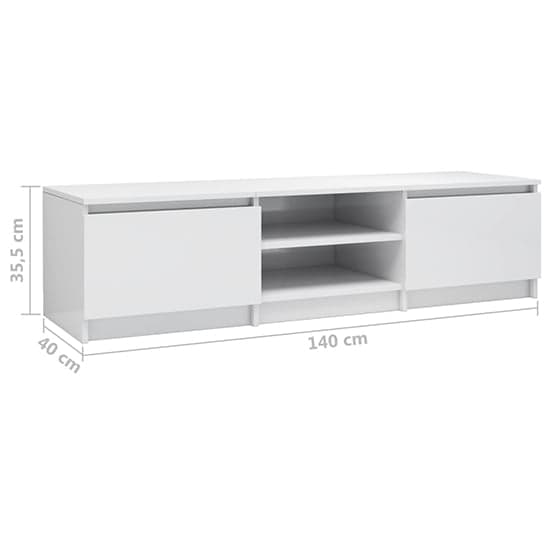 Saraid High Gloss TV Stand With 2 Doors In White_5