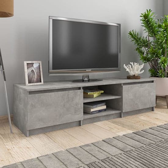 Saraid Wooden TV Stand With 2 Doors In Concrete Effect_1