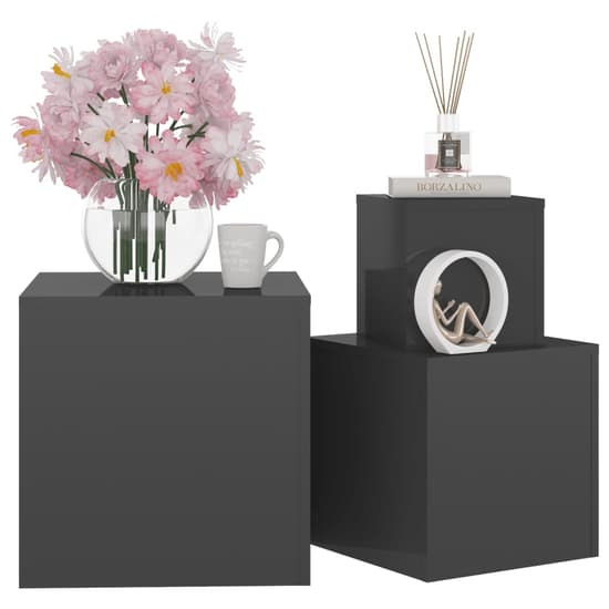Sarki High Gloss Set Of 3 Cube Side Tables In Grey_2