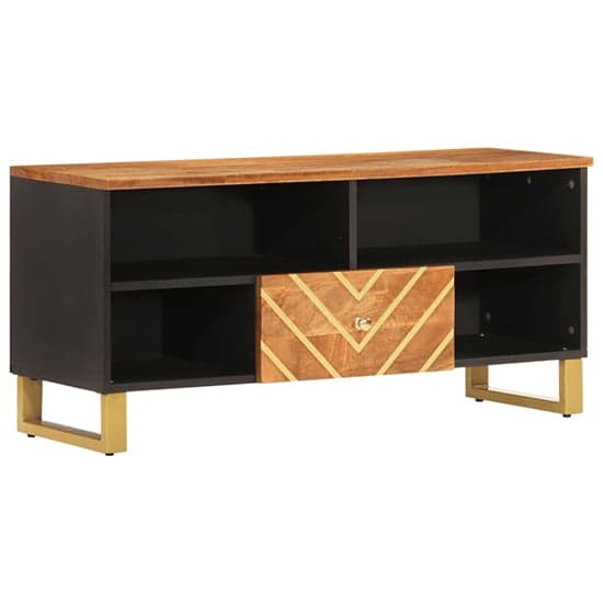 Sarlat Mangowood TV Stand 1 Drawer 4 Shelves In Brown And Black_2