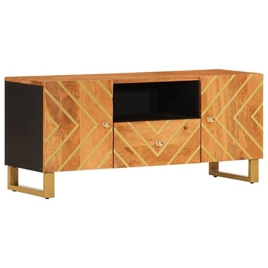 Sarlat Mangowood TV Stand 2 Doors 1 Drawer In Brown And Black_2