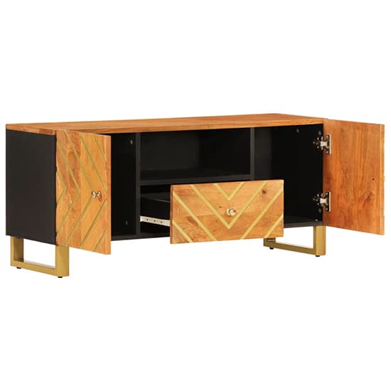 Sarlat Mangowood TV Stand 2 Doors 1 Drawer In Brown And Black_3