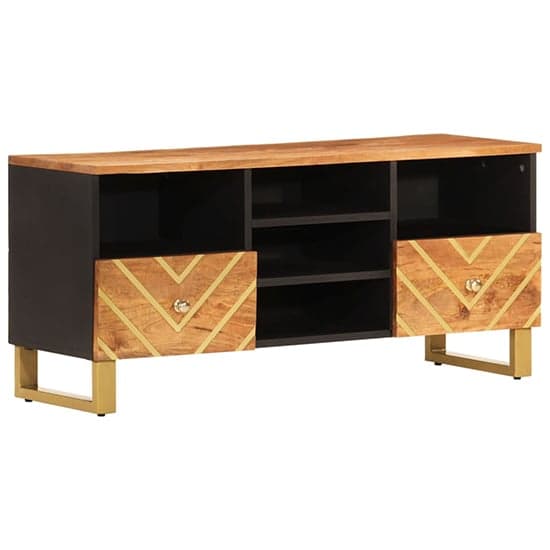 Sarlat Mangowood TV Stand 2 Drawers 4 Shelves In Brown And Black_2