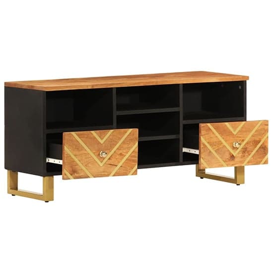 Sarlat Mangowood TV Stand 2 Drawers 4 Shelves In Brown And Black_3