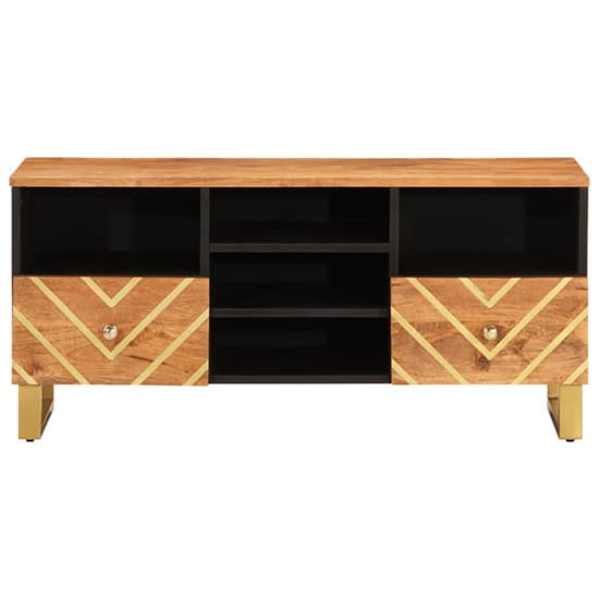 Sarlat Mangowood TV Stand 2 Drawers 4 Shelves In Brown And Black_4