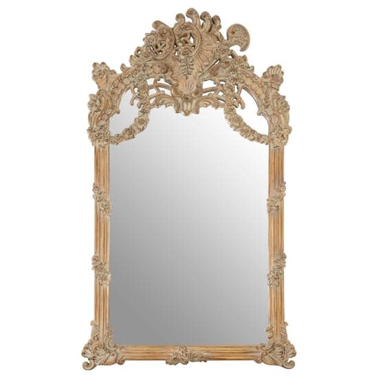 Sarnia Baroque Design Wall Bedroom Mirror In Muted Ivory Frame_2