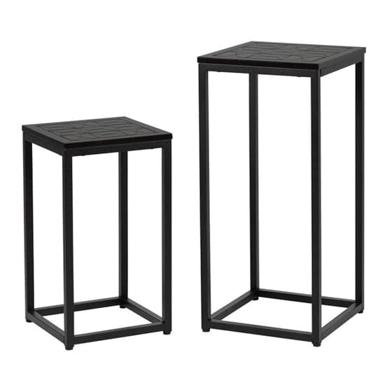 Sarnia Wooden Set of 2 Plant Stands In Black_2