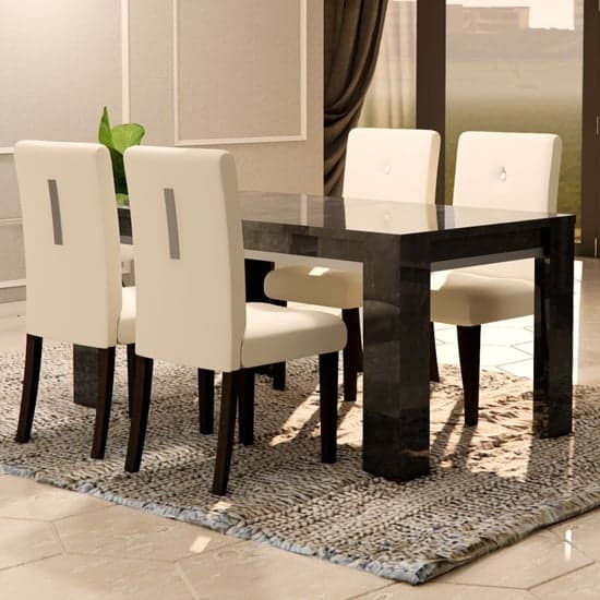Sarver Extending High Gloss Dining Table In Black_2