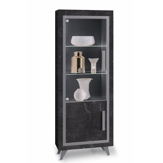 Sarver High Gloss Display Cabinet Right Hand 1 Door In Black LED_1