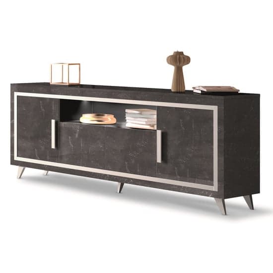 Sarver High Gloss Sideboard With 4 Doors In Black And LED_2