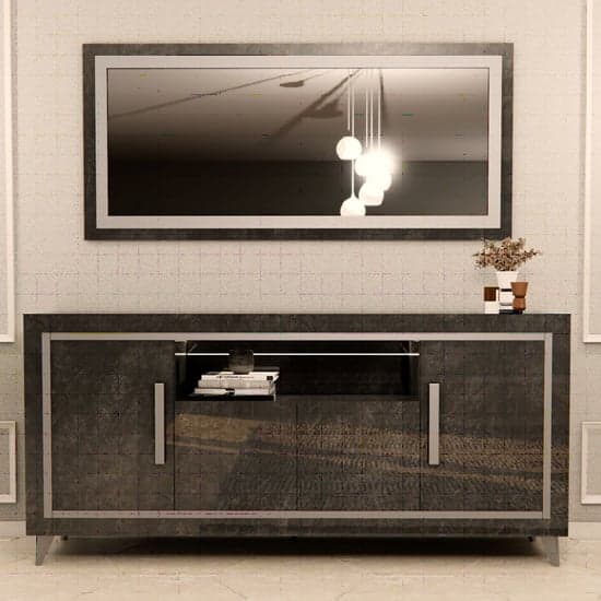 Sarver High Gloss Sideboard With 4 Doors In Black And LED_3