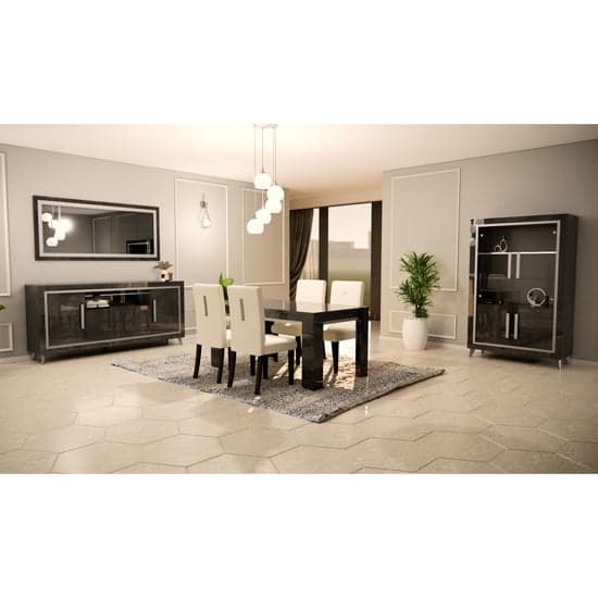Sarver High Gloss Sideboard With 4 Doors In Black And LED_4